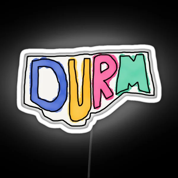 Durham DURM Watercolor Doodle RGB Neon Sign