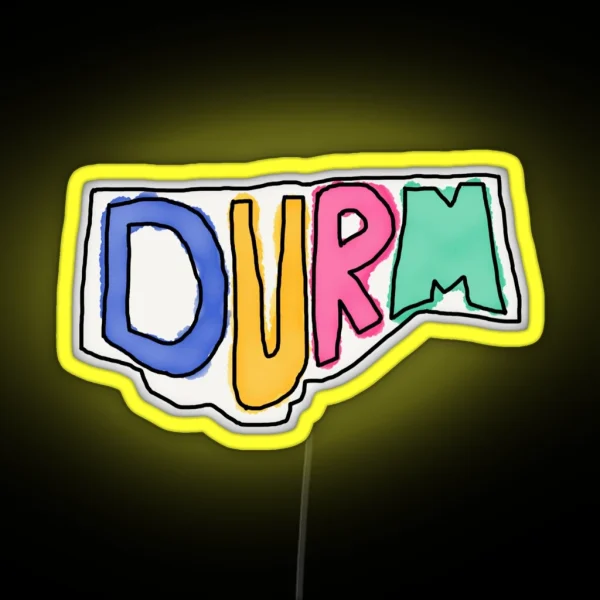 Durham DURM Watercolor Doodle RGB Neon Sign