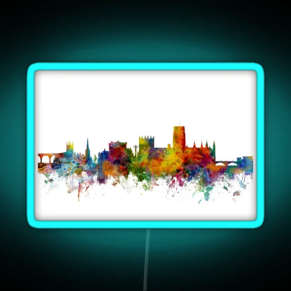 Durham England Skyline Cityscape RGB Neon Sign