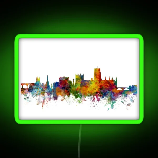 Durham England Skyline Cityscape RGB Neon Sign