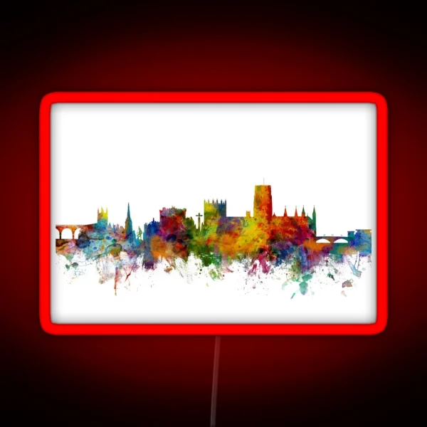 Durham England Skyline Cityscape RGB Neon Sign