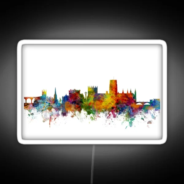 Durham England Skyline Cityscape RGB Neon Sign