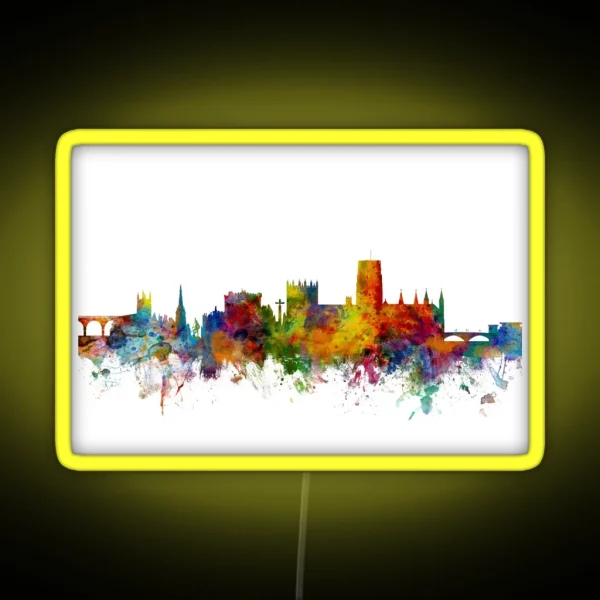 Durham England Skyline Cityscape RGB Neon Sign