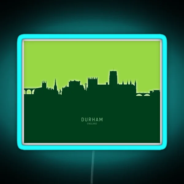 Durham England Skyline Cityscape RGB Neon Sign