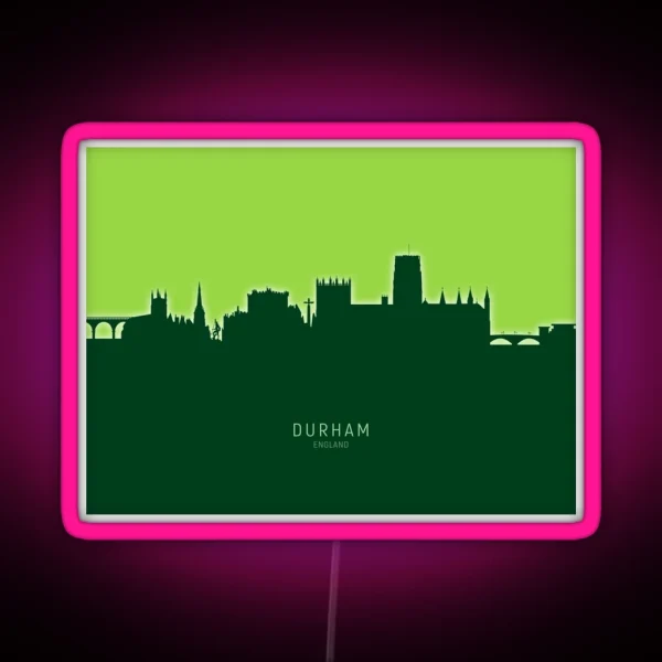 Durham England Skyline Cityscape RGB Neon Sign