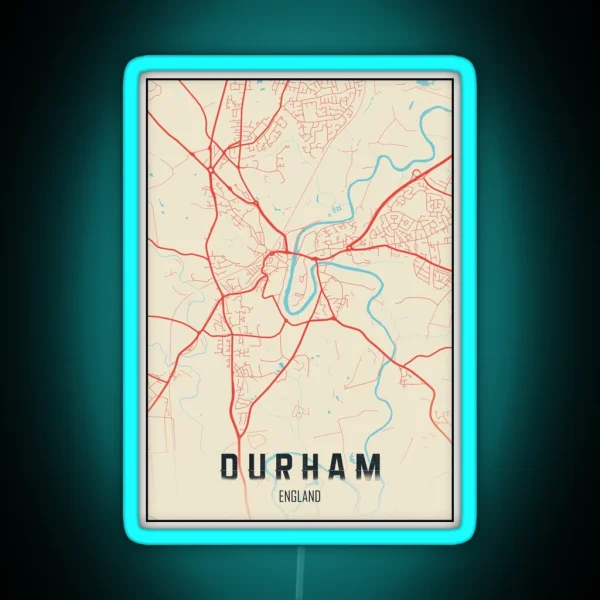 Durham Map Uk RGB Neon Sign