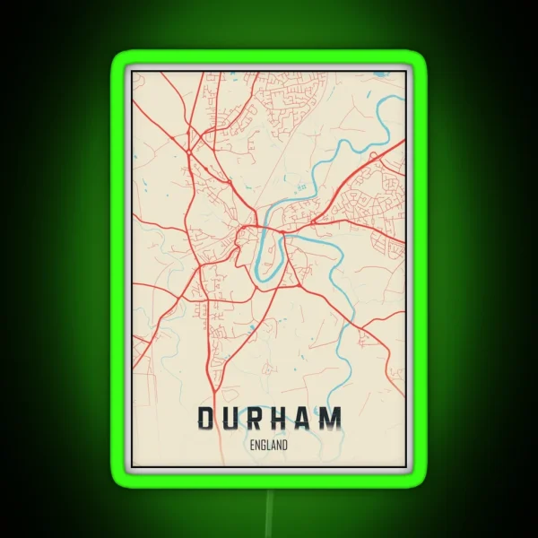 Durham Map Uk RGB Neon Sign