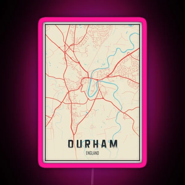 Durham Map Uk RGB Neon Sign