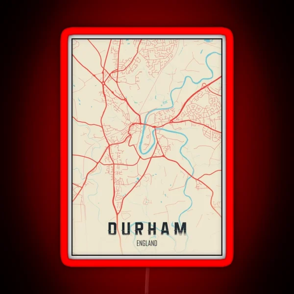 Durham Map Uk RGB Neon Sign