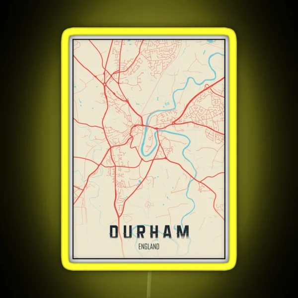 Durham Map Uk RGB Neon Sign