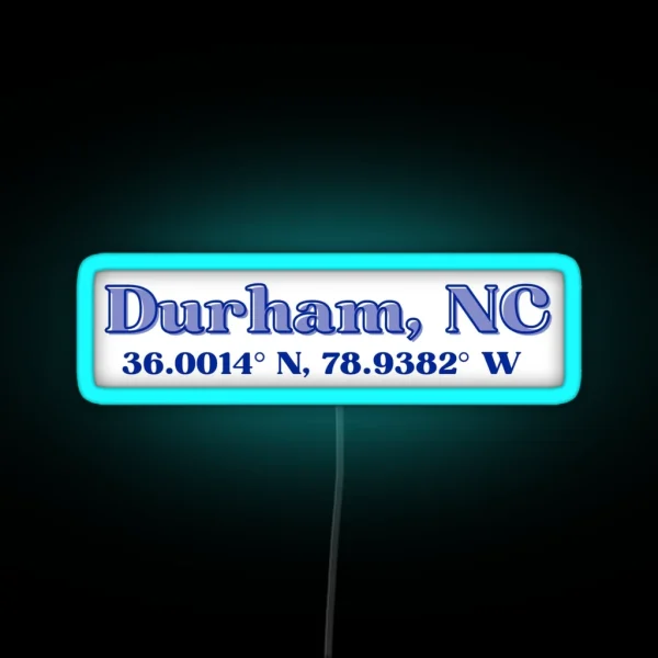 Durham NC Coordinates RGB Neon Sign