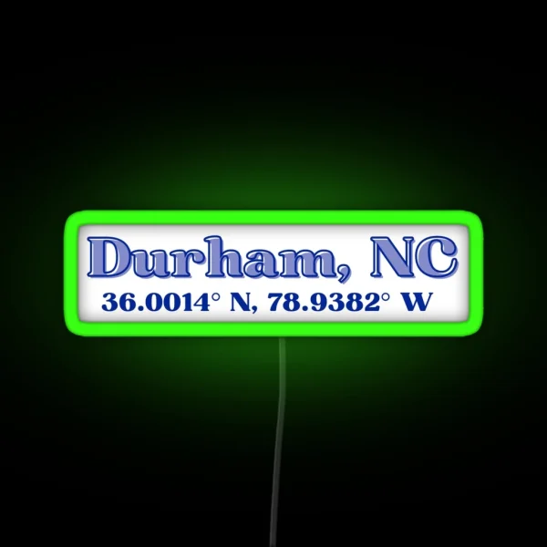 Durham NC Coordinates RGB Neon Sign