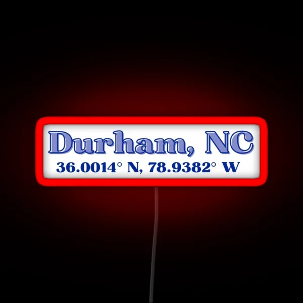 Durham NC Coordinates RGB Neon Sign