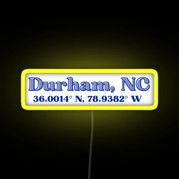 Durham NC Coordinates RGB Neon Sign