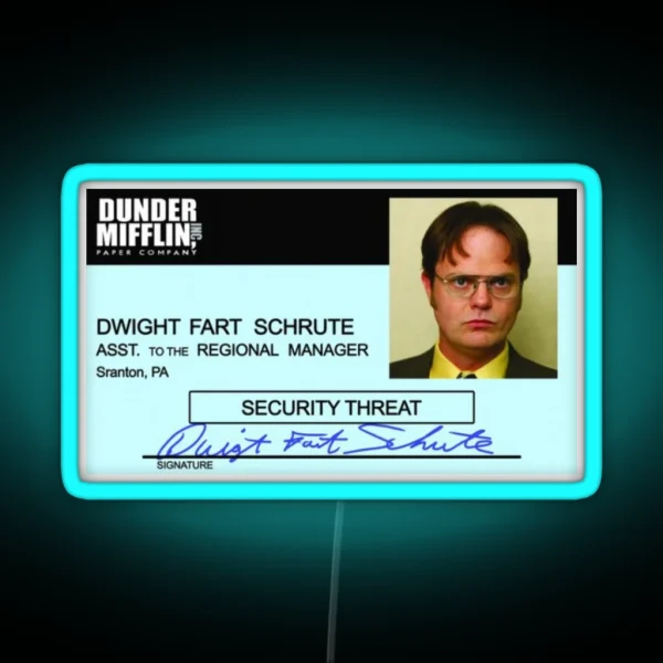 Dwight Schrute ID Badge RGB Neon Sign