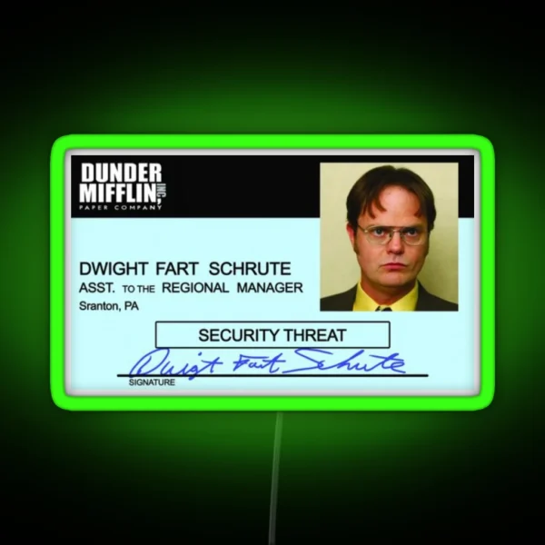 Dwight Schrute ID Badge RGB Neon Sign