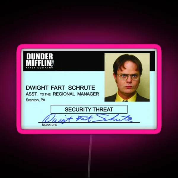 Dwight Schrute ID Badge RGB Neon Sign