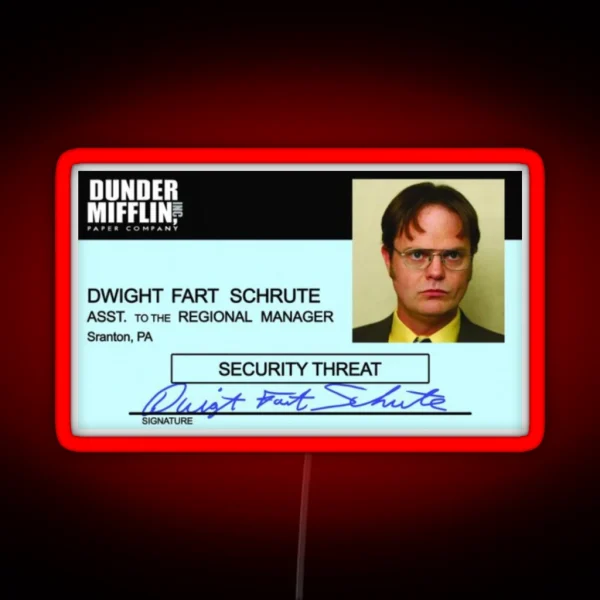 Dwight Schrute ID Badge RGB Neon Sign