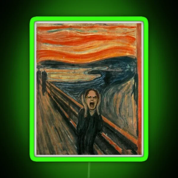 Dwight Schrute Scream Painting RGB Neon Sign