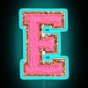 E Bubblegum Glitter Varsity Letter Patches RGB Neon Sign - Image 2