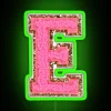 E Bubblegum Glitter Varsity Letter Patches RGB Neon Sign - Image 3