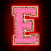E Bubblegum Glitter Varsity Letter Patches RGB Neon Sign