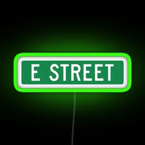 E Street Vintage Street Sign Color Version Tri Blend RGB Neon Sign