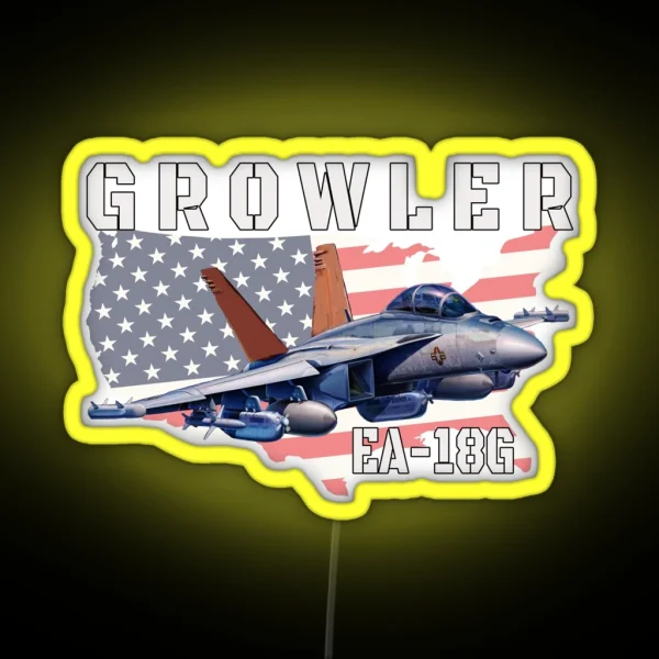 EA 18G Growler Fighter Attack Strike Aircraft Military Aircraft Aviation For Veteran Pilot And Fan RGB Neon Sign