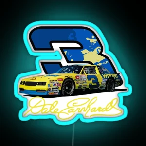 Earnhardt Yellow 3 Car RGB Neon Sign