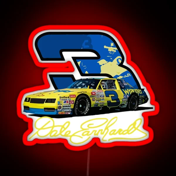 Earnhardt Yellow 3 Car RGB Neon Sign