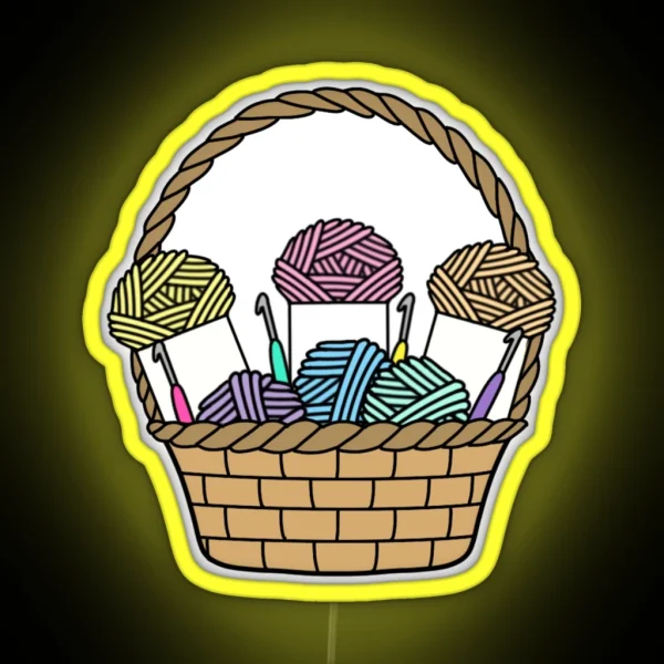 Easter Basket Of Yarn RGB Neon Sign