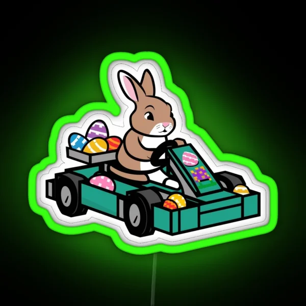 Easter Bunny In The Vehicle RGB Neon Sign