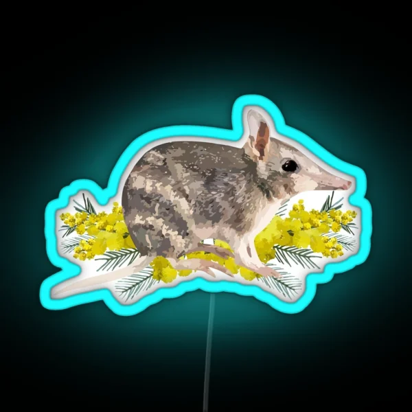 Eastern Barred Bandicoot And Golden Wattle RGB Neon Sign