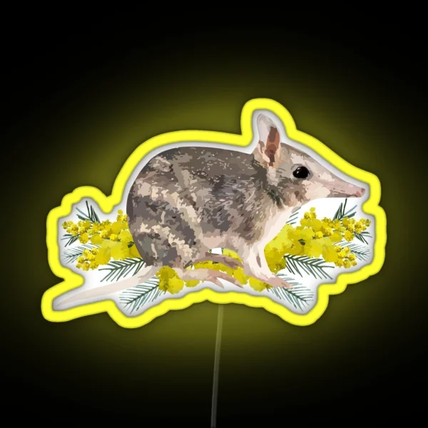 Eastern Barred Bandicoot And Golden Wattle RGB Neon Sign