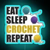 Eat Sleep Crochet Repeat Funny Text Design For Crocheters RGB Neon Sign - Image 2