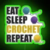 Eat Sleep Crochet Repeat Funny Text Design For Crocheters RGB Neon Sign - Image 3