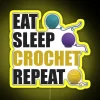 Eat Sleep Crochet Repeat Funny Text Design For Crocheters RGB Neon Sign - Image 5