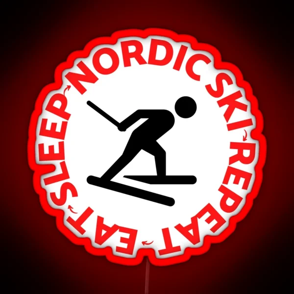 Eat Sleep Nordic Ski Repeat For The Skiing Winter RGB Neon Sign