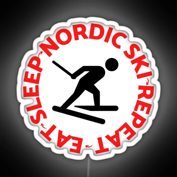 Eat Sleep Nordic Ski Repeat For The Skiing Winter RGB Neon Sign