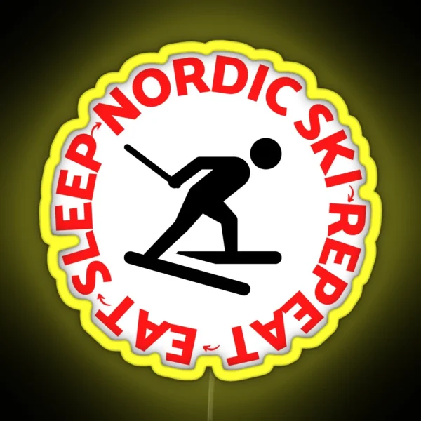 Eat Sleep Nordic Ski Repeat For The Skiing Winter RGB Neon Sign