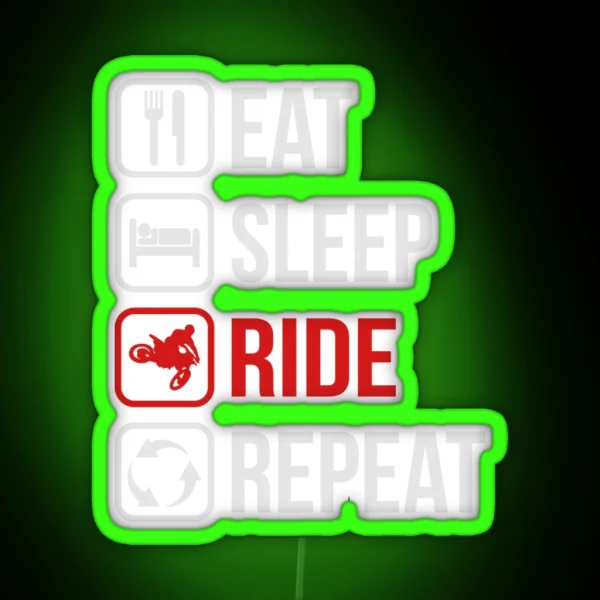 Eat Sleep Ride Repeat RGB Neon Sign