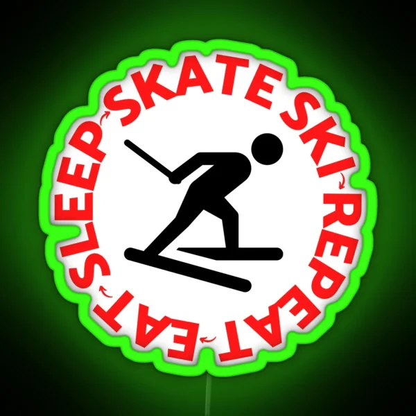 Eat Sleep Skate Ski Repeat For The Skiing RGB Neon Sign
