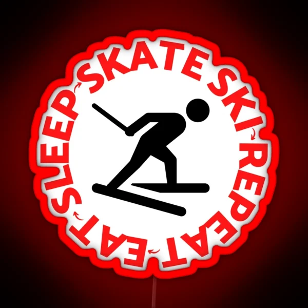 Eat Sleep Skate Ski Repeat For The Skiing RGB Neon Sign