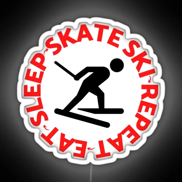 Eat Sleep Skate Ski Repeat For The Skiing RGB Neon Sign
