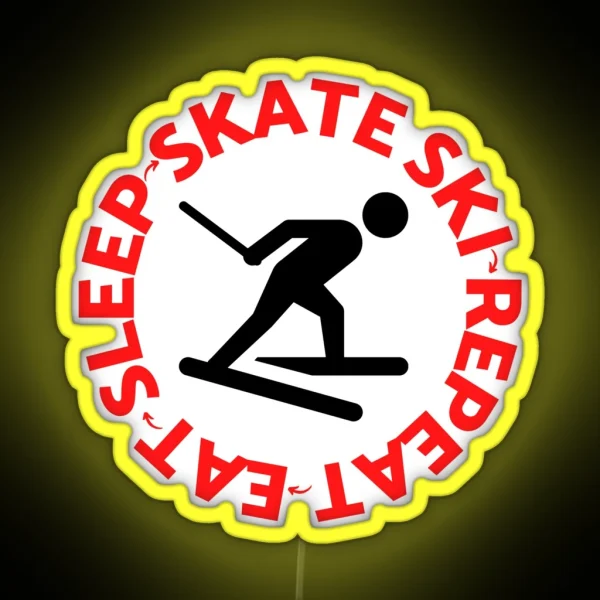 Eat Sleep Skate Ski Repeat For The Skiing RGB Neon Sign