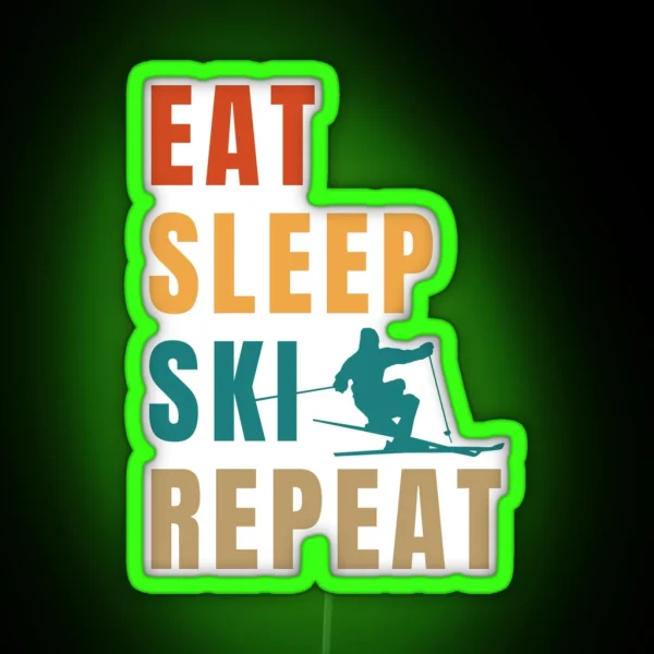 Eat Sleep Ski Repeat Ski Lover Gift RGB Neon Sign