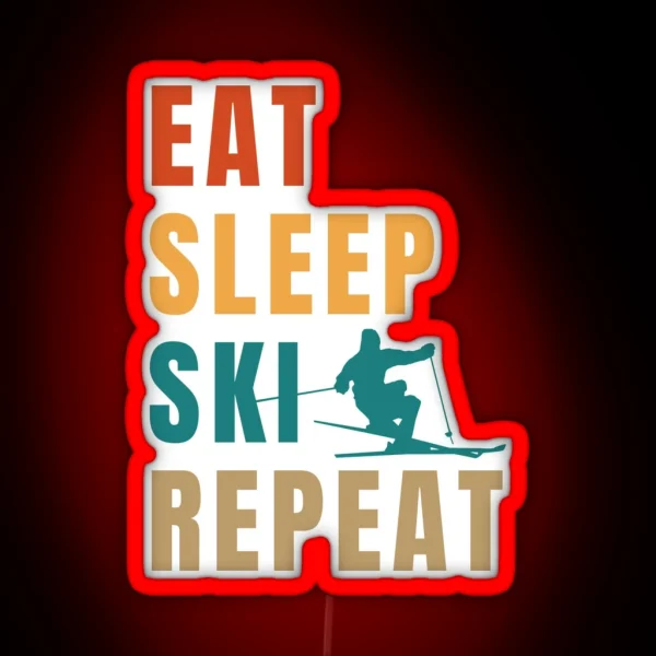 Eat Sleep Ski Repeat Ski Lover Gift RGB Neon Sign