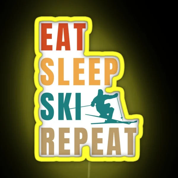 Eat Sleep Ski Repeat Ski Lover Gift RGB Neon Sign