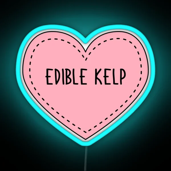 Edible Kelp Cute Pink Heart Stitches Seaweed RGB Neon Sign