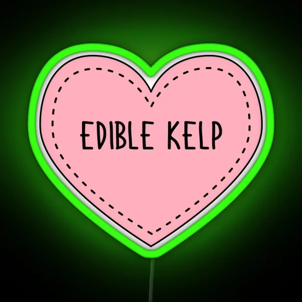 Edible Kelp Cute Pink Heart Stitches Seaweed RGB Neon Sign